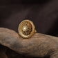 Grand Ornamental Rosette Antique Finger Ring With Textured Border Work