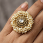 Heritage Beaded Rosette Antique Finger Ring With Oval Centre Detail