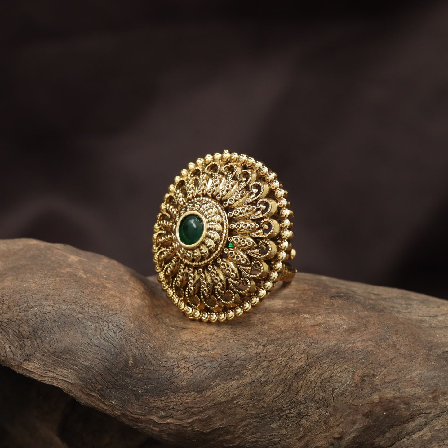 Heritage Concentric Rosette Antique Finger Ring With Raised Centre Detail