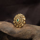 Premium Floral Centrepiece Antique Finger Ring With Curved Scroll Accents