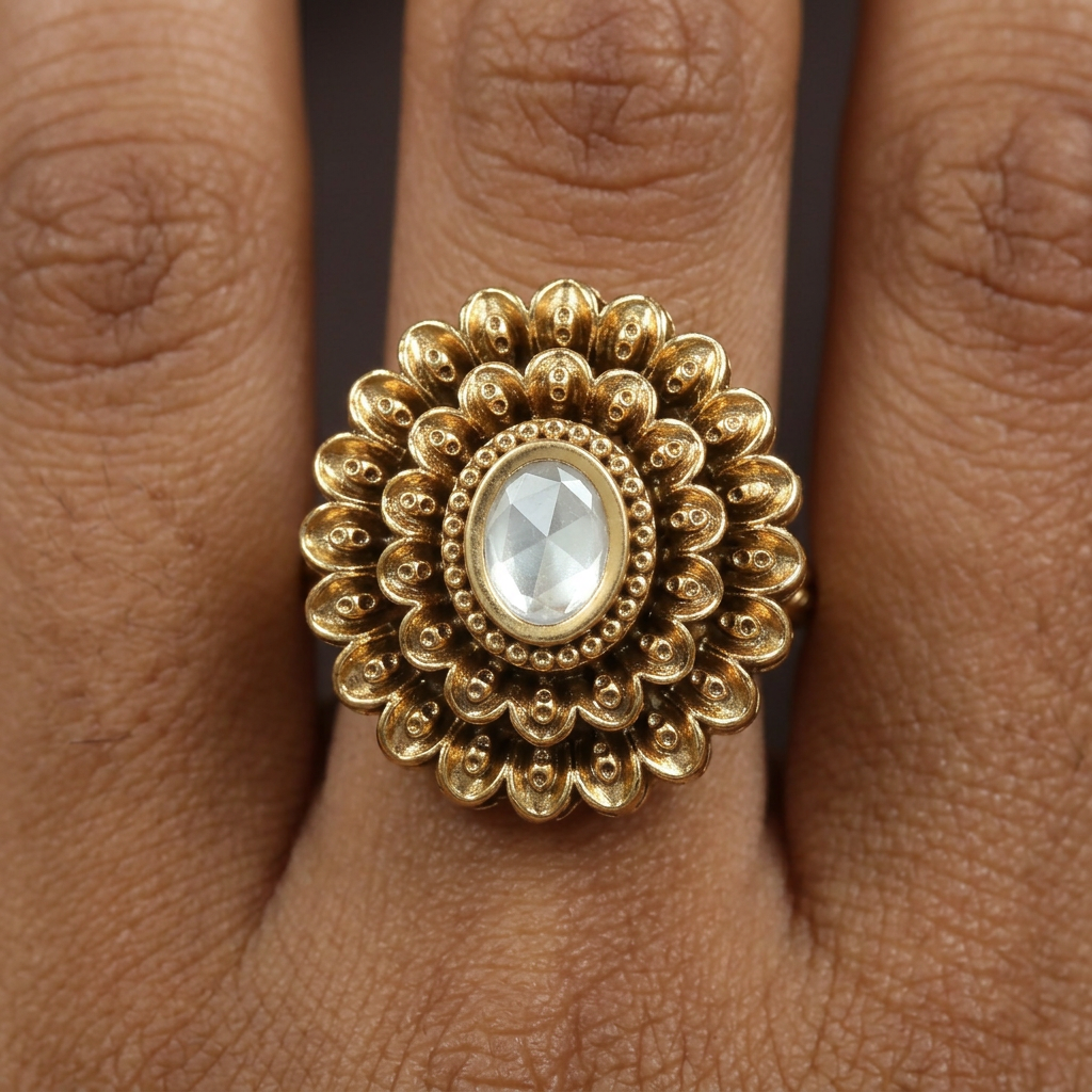 Majestic Antique Finger Ring showcasing Ornamental Circular Borders