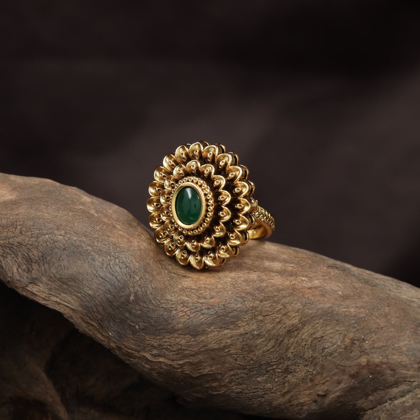 Majestic Antique Finger Ring showcasing Ornamental Circular Borders