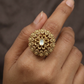 Cultural Antique Finger Ring with Ornamental Gemstone Highlights