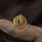 Festive Antique Finger Ring featuring Structured Teardrop Arrangement