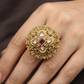 Elite Cluster Pattern Antique Finger Ring With Decorative Edge Texture