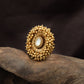 Festive Bloom Design Antique Finger Ring In Traditional Halo Structure