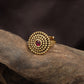 Regal Sunburst Antique Finger Ring With Layered Bead Border Design