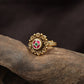 Heritage Bloom Style Antique Finger Ring Featuring Textured Border Craft