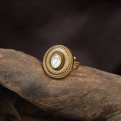 Premium Ornamental Antique Finger Ring With Oval Borders