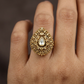 Antique Pear Border Finger Ring With Layered Detailing