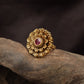 Traditional Layered Floral Antique Finger Ring With Disc Work