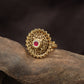 Detailed Floral Disc Antique Finger Ring With Ornamental Styling