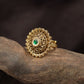 Detailed Floral Disc Antique Finger Ring With Ornamental Styling