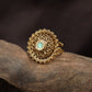 Detailed Floral Disc Antique Finger Ring With Ornamental Styling