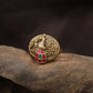 Handcrafted Floral Border Antique Finger Ring With Peacock Work