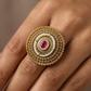 Traditional Layered Disc Antique Finger Ring With Border Work