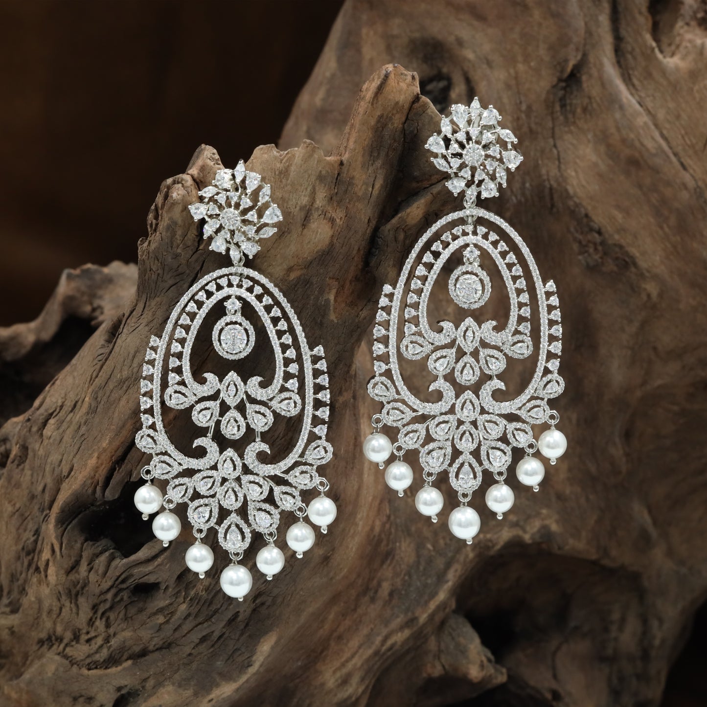 Luxury Cutwork Hanging with Cascading Pearl Danglers