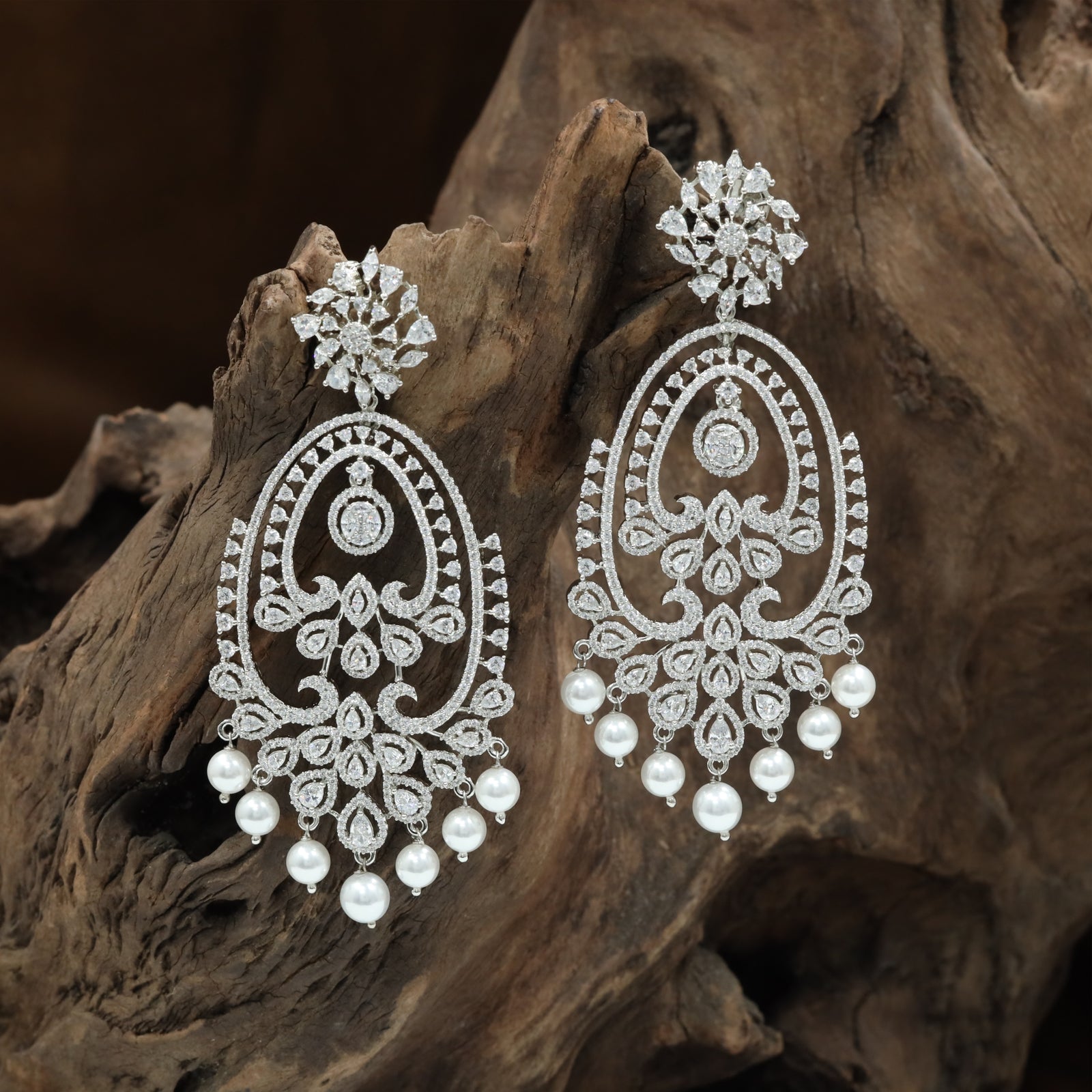 Luxury Cutwork Hanging with Cascading Pearl Danglers
