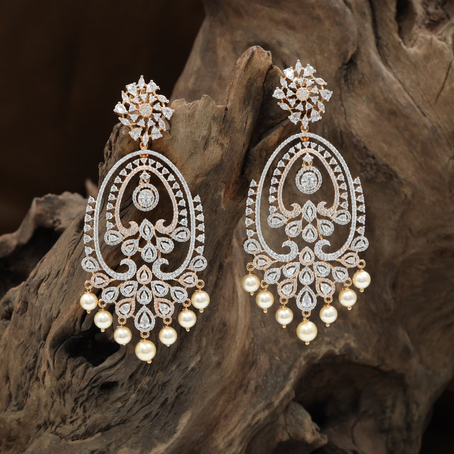 Luxury Cutwork Hanging with Cascading Pearl Danglers