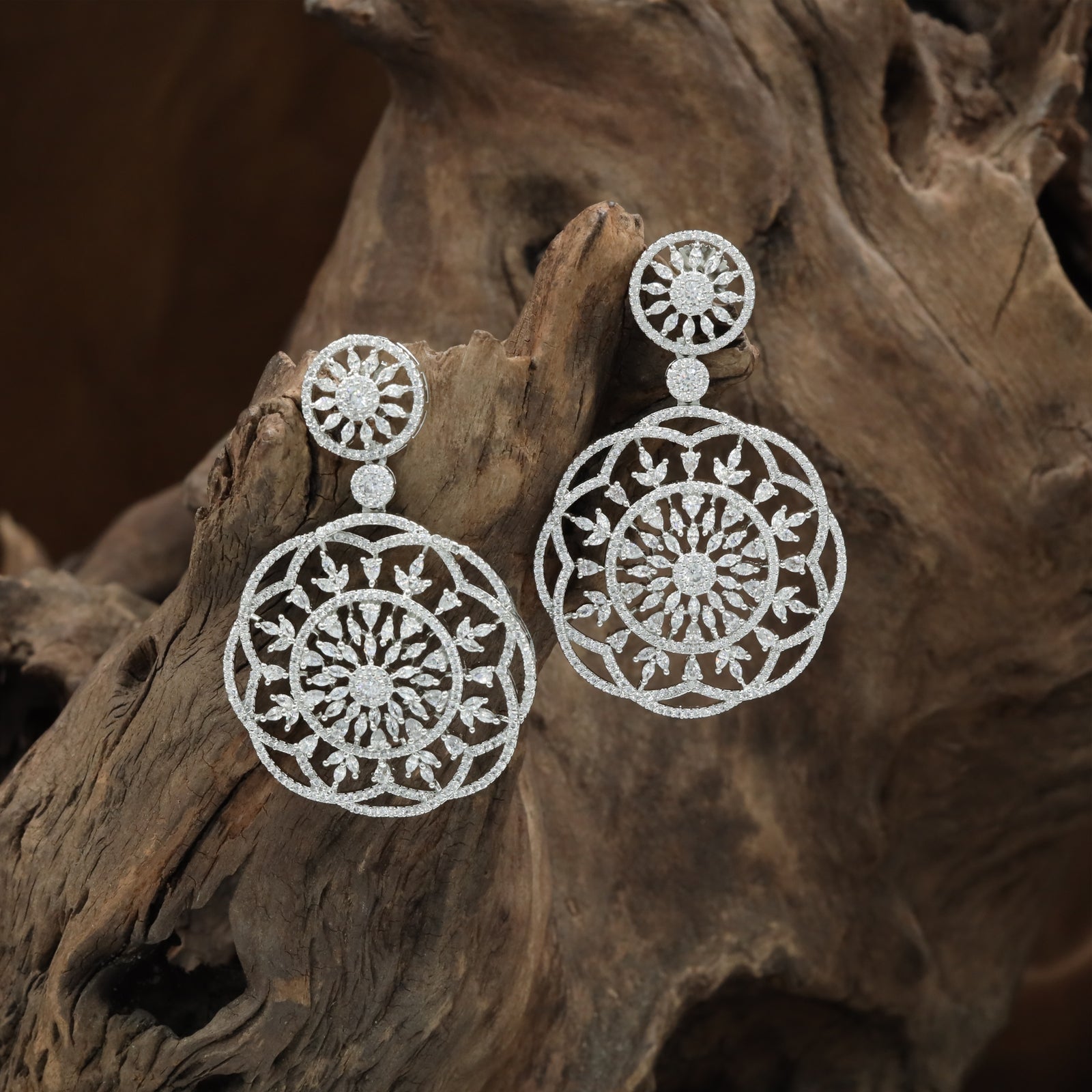 Ethereal Open Hanging with Structured Round Pattern Detailing