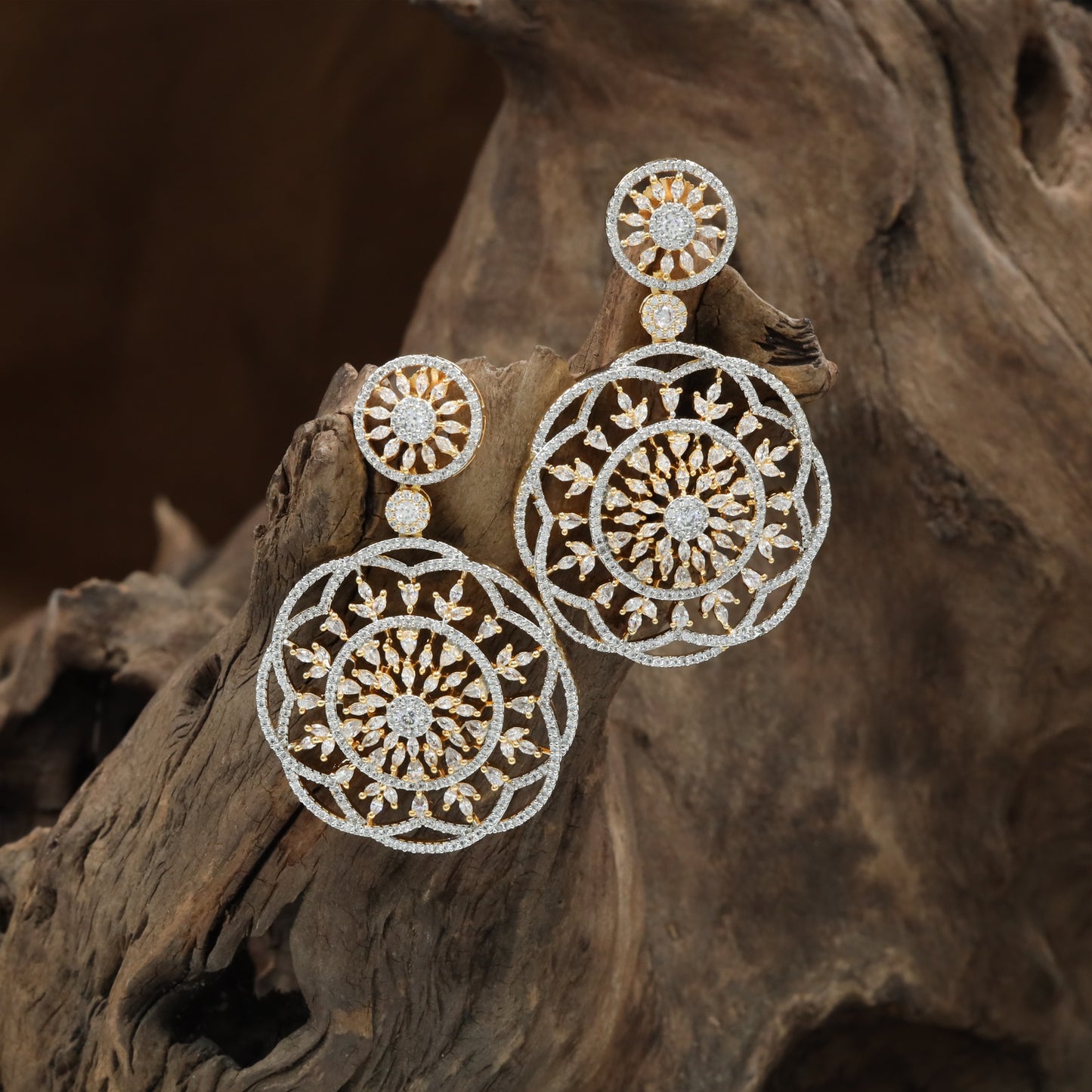 Ethereal Open Hanging with Structured Round Pattern Detailing