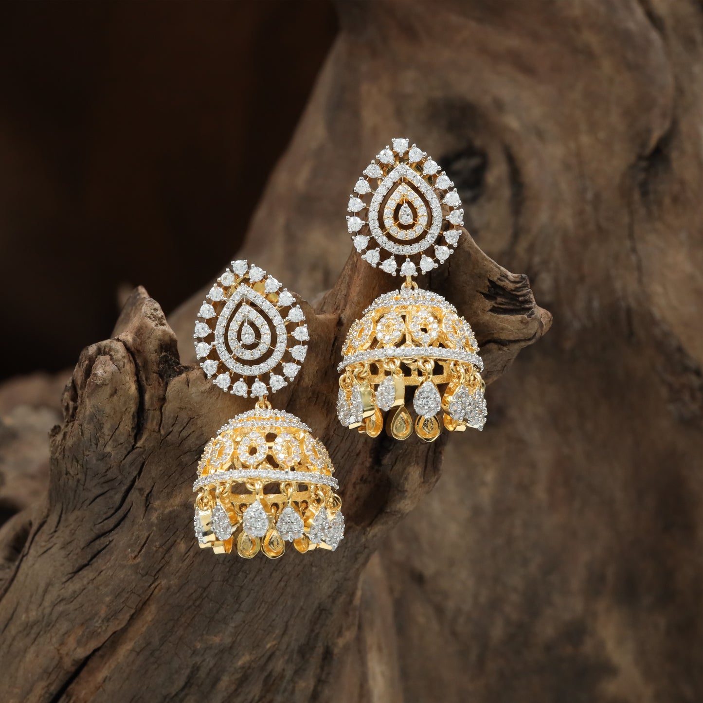 Radiant Teardrop GJ Jumka with Hanging Crystal Fringe