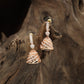 Jewel weave Rose gold jumka with rounded strip arrangement
