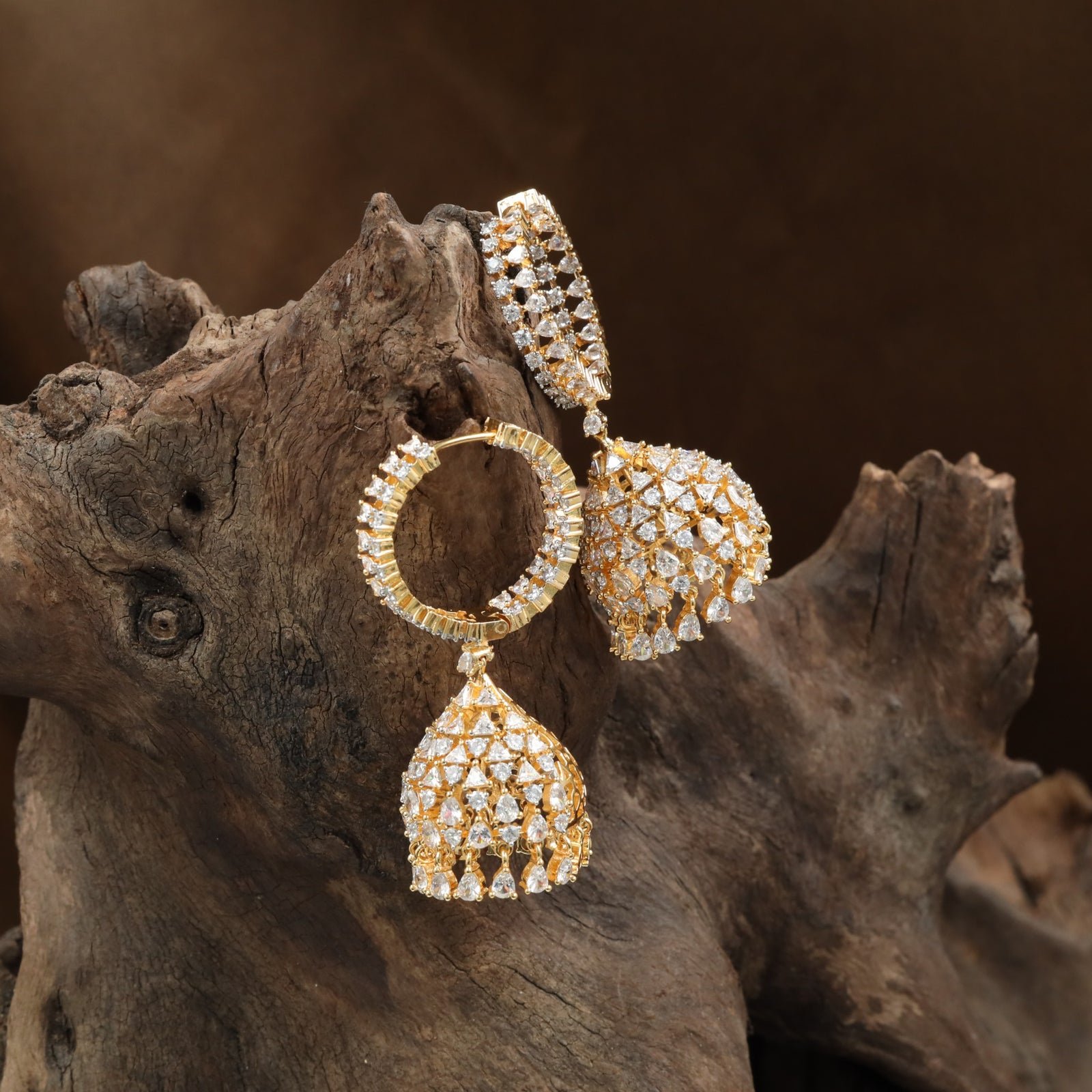 circle frame gj jumka with hanging drop detailing