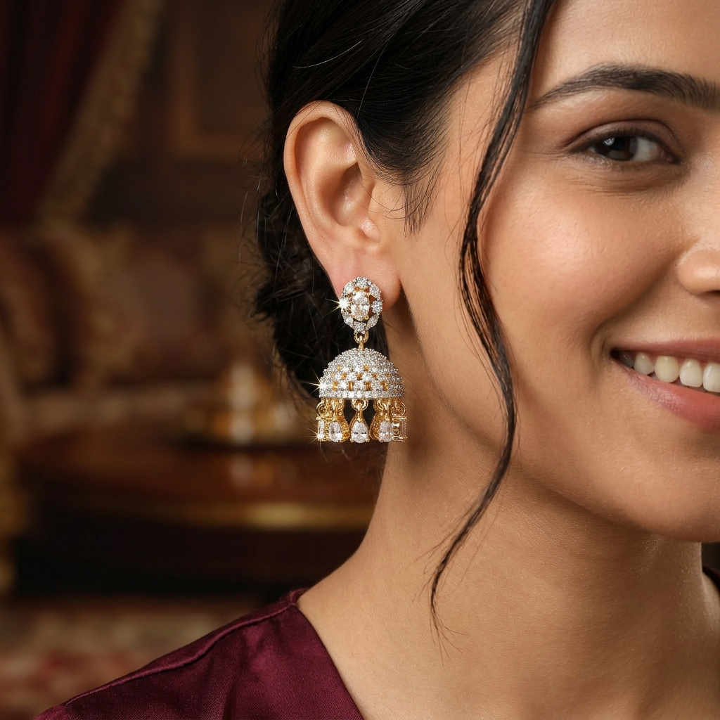 Bridal frame Gj jumka with rounded top detailing