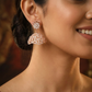 Bloom floral rose gold Jumka with curved lattice detailing