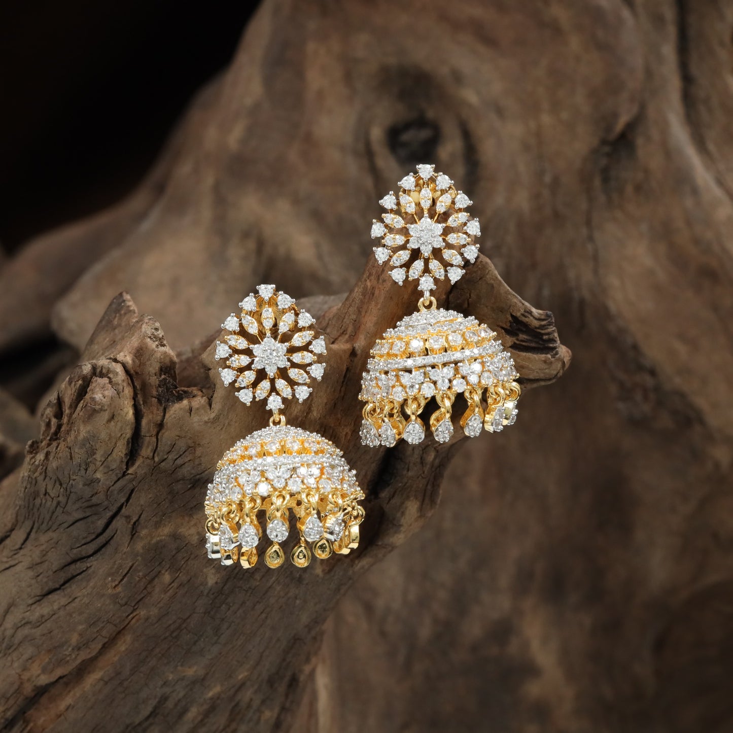 Blossom floral Gj Jumka with suspended crystal drops