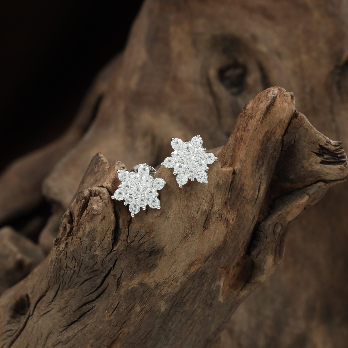 Blossom floral stud with clustered crystal detailing