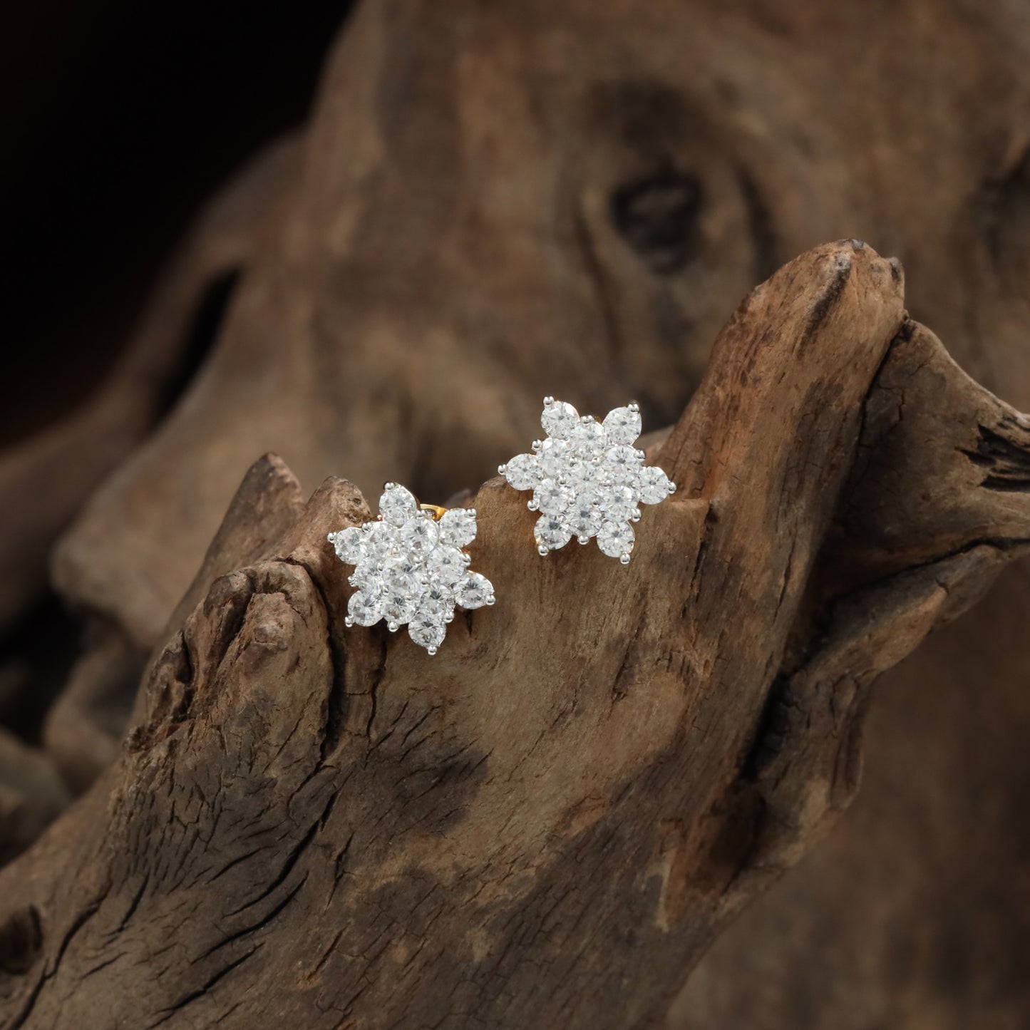 Blossom floral stud with clustered crystal detailing