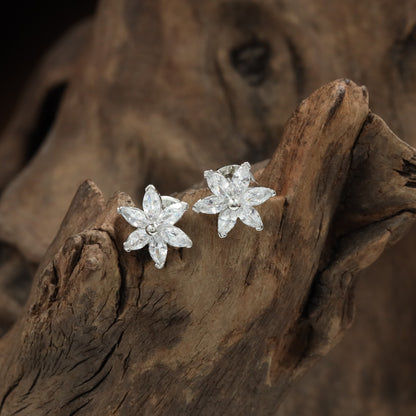 Cascading flower Stud with pointed petal styling
