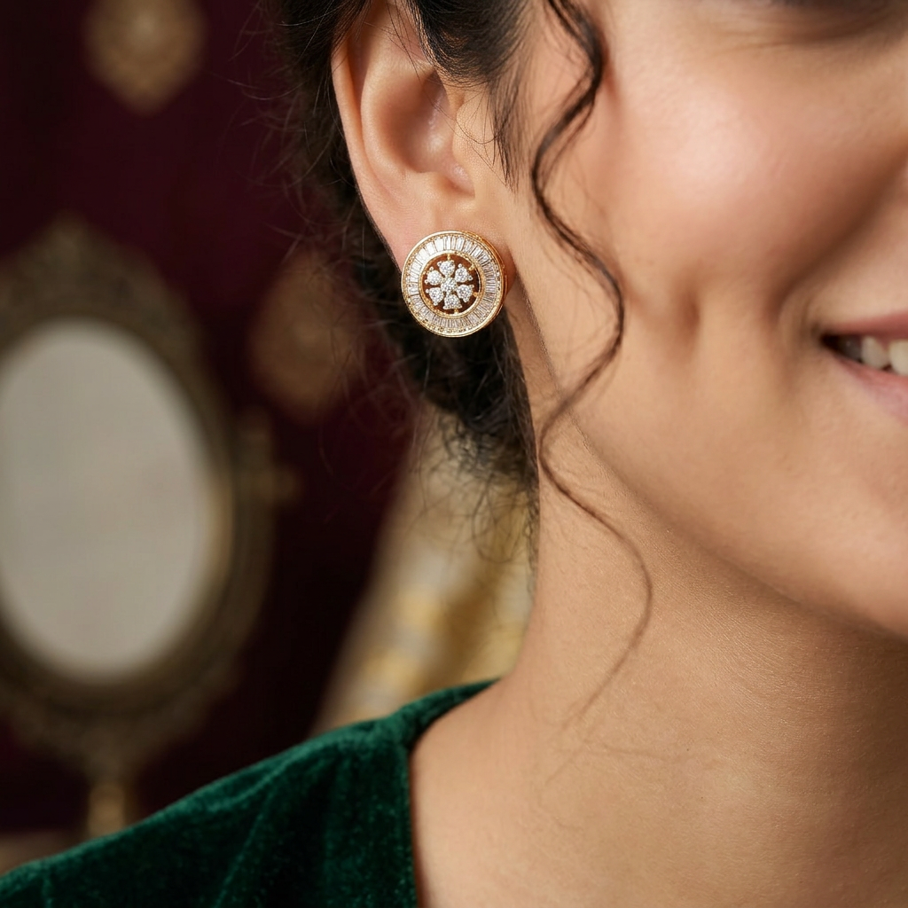 Glittering circle Gj Stud with floral centerpiece styling