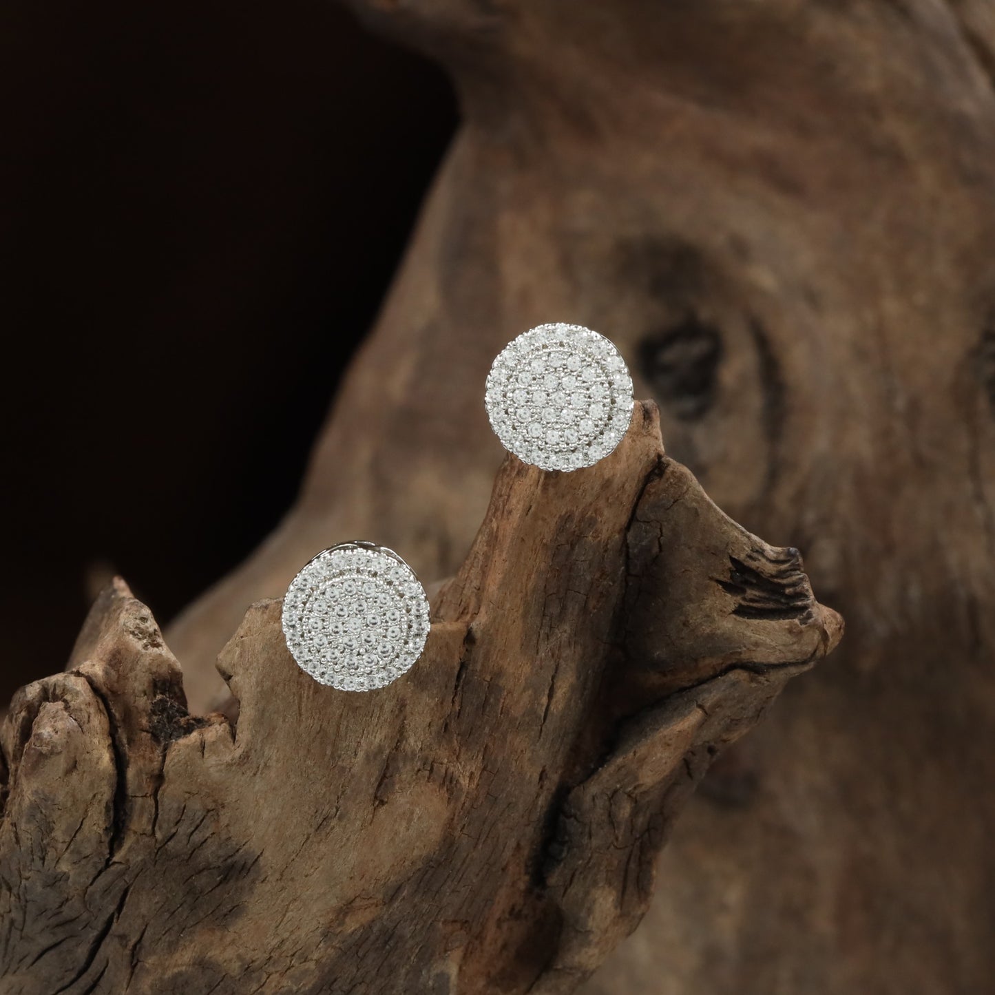 Lustrous circle Stud with layered crystal styling
