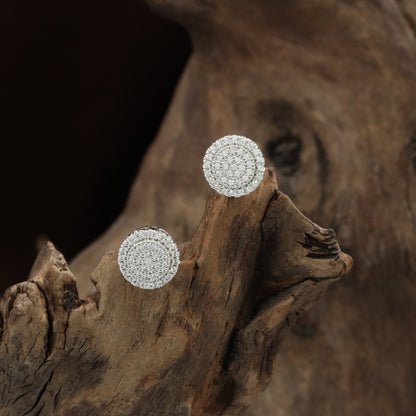 Lustrous circle Stud with layered crystal styling