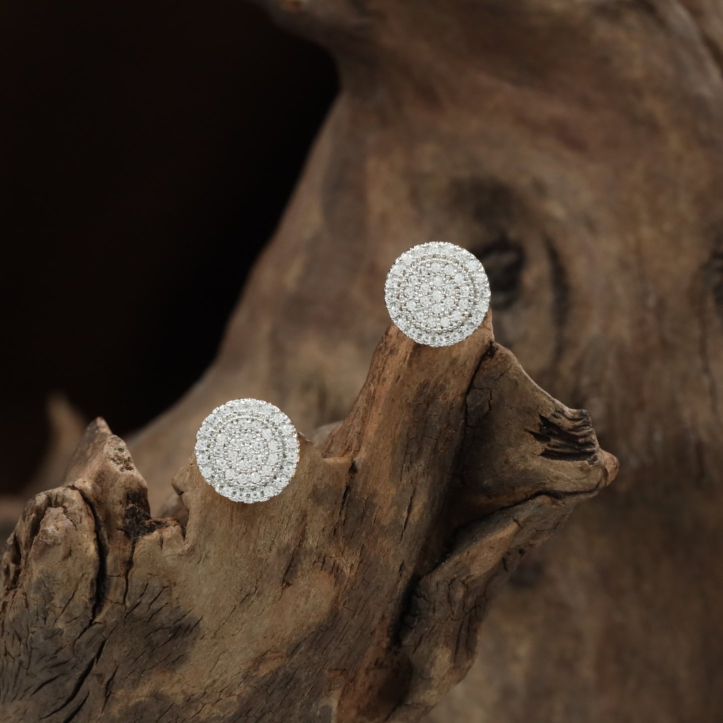 Lustrous circle Stud with layered crystal styling