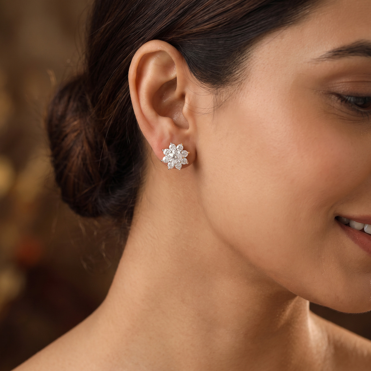 Majestic floral Stud with layered petal detailing