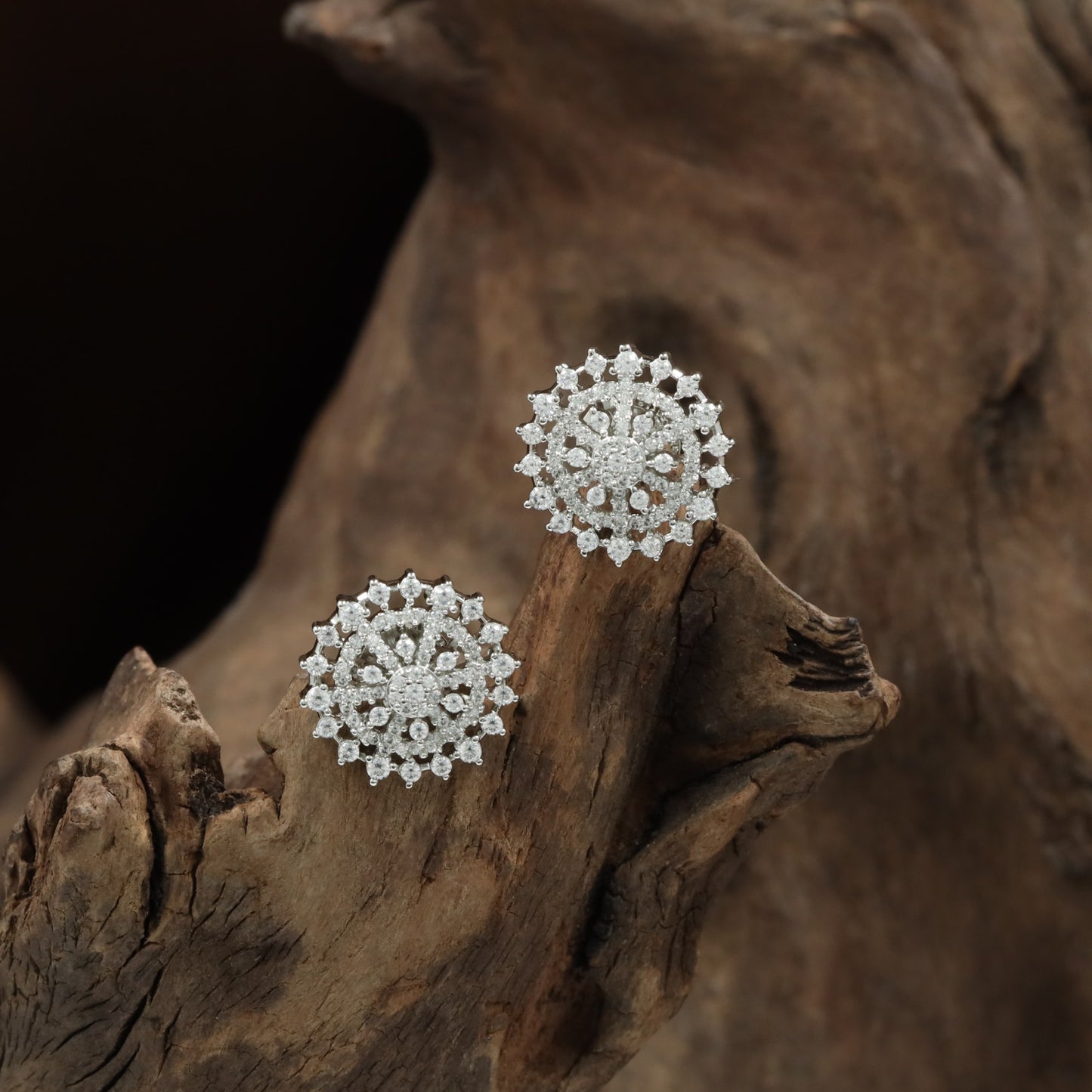 Blossom circular Stud with clustered crystal detailing