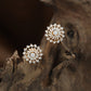 Celestial Openwork Round Stud with Sunray Curve Pattern