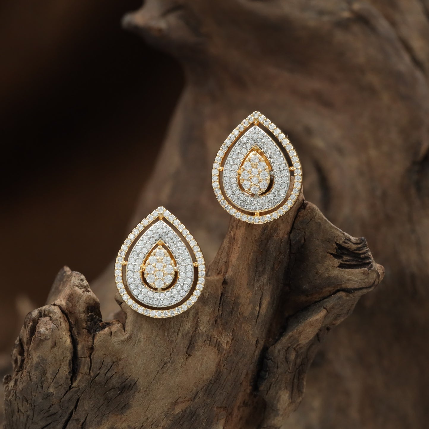 Grand Halo Drop Stud with Compact Circular Detailing