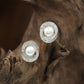Royal Pearl Orbit Stud with Textured Ring Formation
