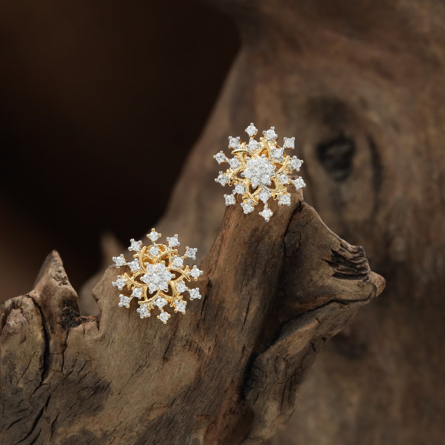 Radiant Bloom Disc Stud with Extended Floral Points