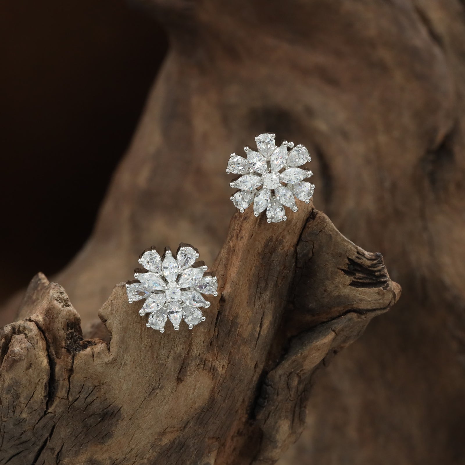Dewflare Petal Cluster Stud with Circular Layout