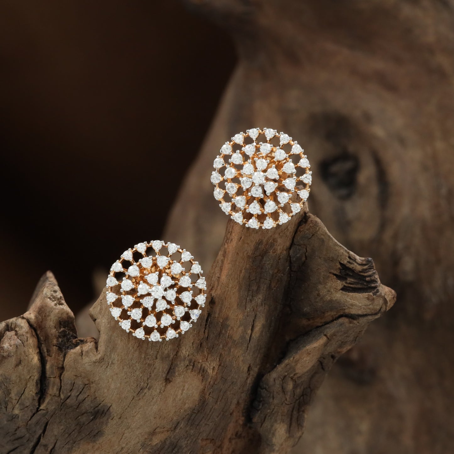 Graceview Round Border Stud with Encased Floral Design