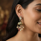 Arch Frame Kundan Jumka with Peacock Drop Detailing