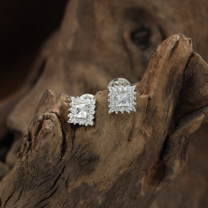 Avenue Square Stud with Raised Border Detailing