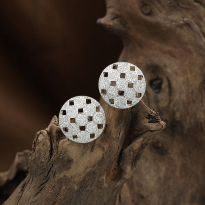 Checkered Disc Stud with Textured Surface Detailing