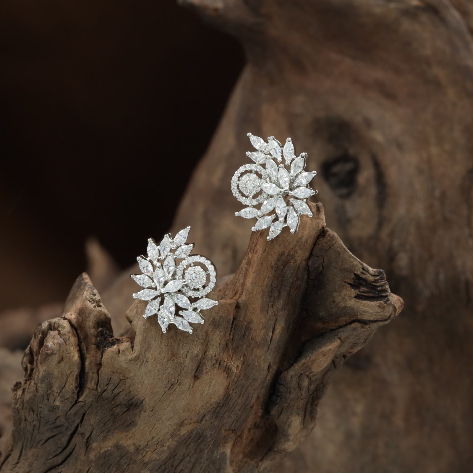 Framed Bloom Stud with Decorative Marquise Detailing